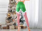 COOLOMG Women High Waist Yoga Pants Thick Tummy Control Workout Running Leggings for Christmas