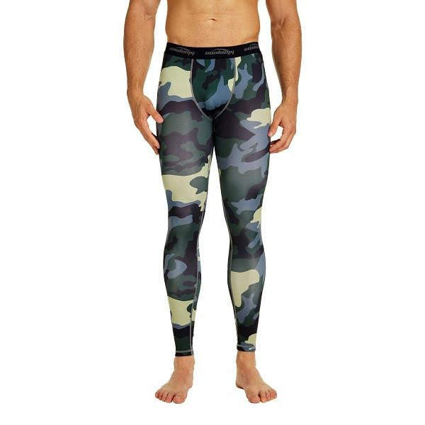 Green Camo Compression Pants for Men Youth - Main Image