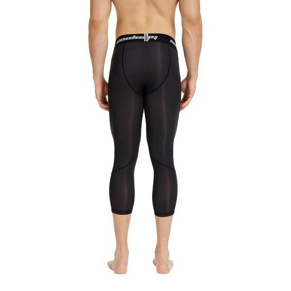 Black Men's Compression Running 3/4 Tights Capri Pants SP028BK