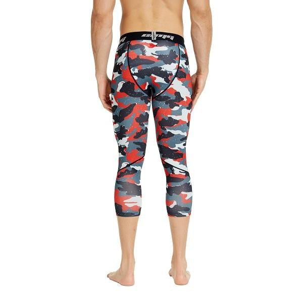 COOLOMG Red Camo Compression Running 3/4 Tights Capri Pants