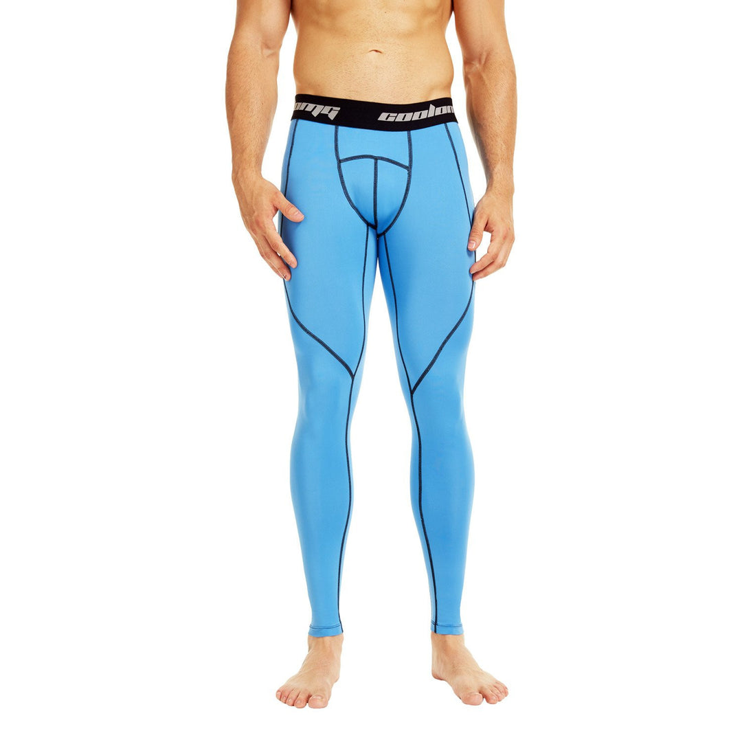 TAUWELL Men's Sports Compression Tights Leggings - Super Low Rise, Black/Gold, Size XL (34-36)