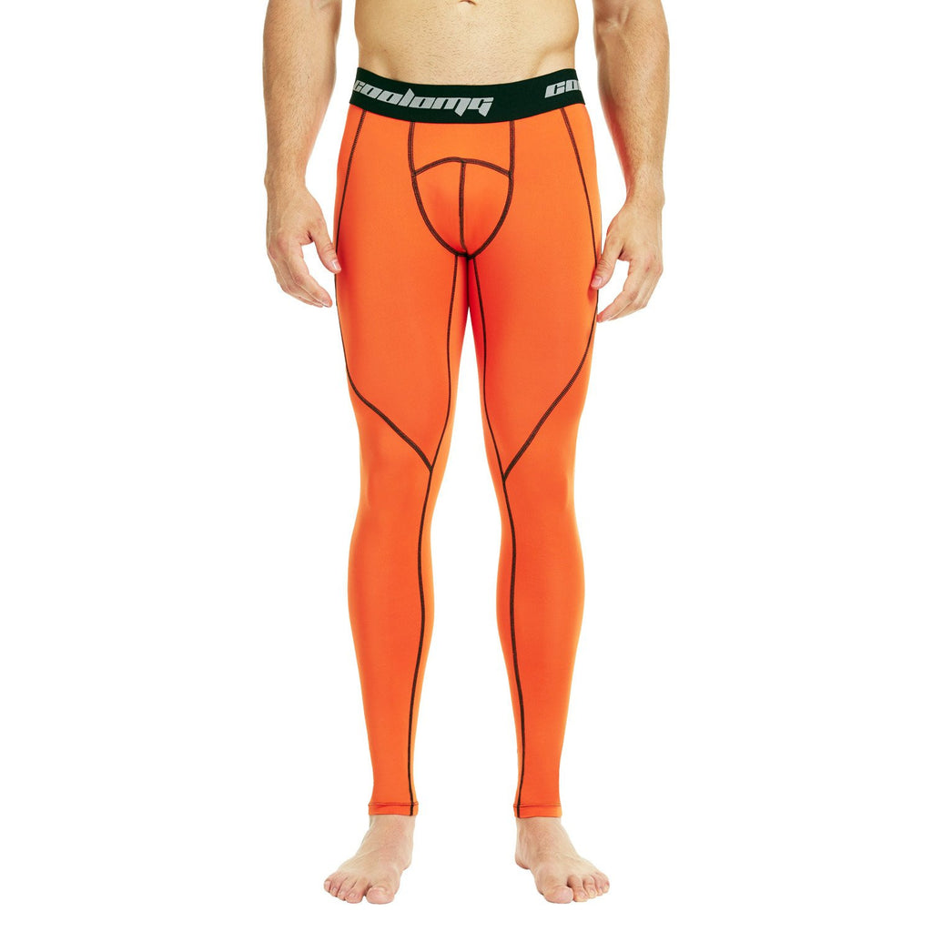 COOLOMG Orange Compression Pants Tights Length Pants Leggings For Men Youth  Boy – COOLOMG - Football Baseball Basketball Gears