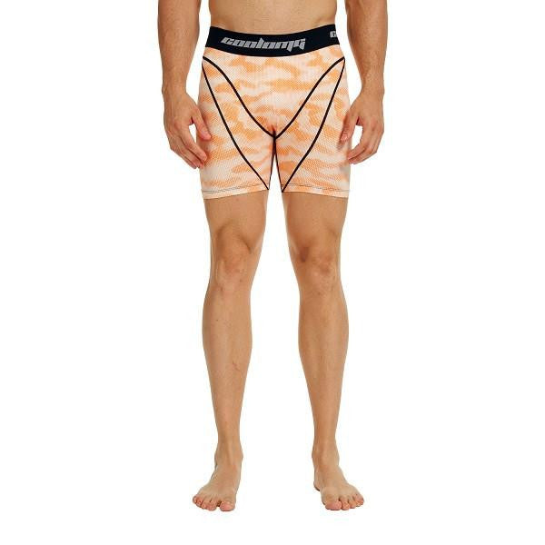 Men's Light Orange Camo Fitness Shorts
