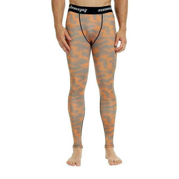 Orange Camo Compression Tights Pants for Men & Youth Boys