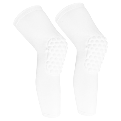 Coolomg White Knee Pads Leg Sleeves Honeycomb Pad