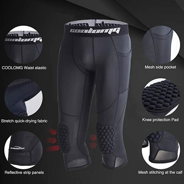 Big Kids ¾ Length Compression Tight with Knee Pads BP001BK