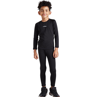 Boys & Girls Black Thermal Compression Tops & Bottom Set CH001