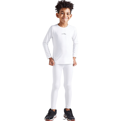 Boys & Girls White Thermal Compression Tops & Bottom Set