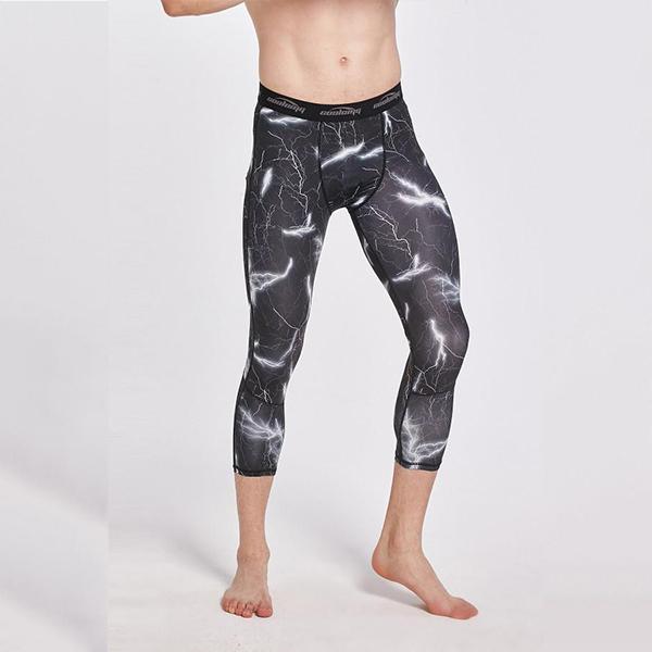 COOLOMG Boys Basketball Compression Pants - 3/4 Length With Built-in Knee Pads For Sports