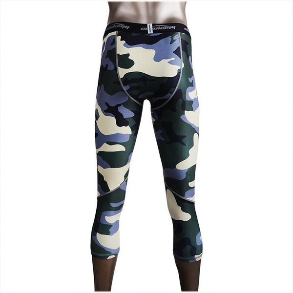 Camo Green Men Compression 3 4 Tights COOLOMG Football Baseball Basketball Gears