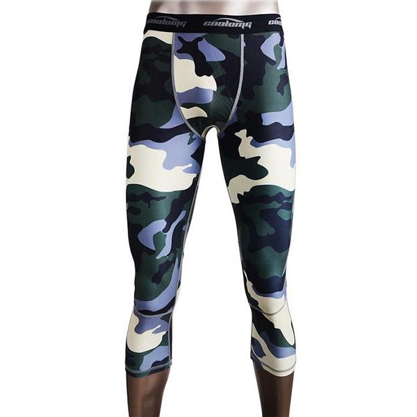 Camo Green Men Compression 3 4 Tights COOLOMG Football Baseball Basketball Gear