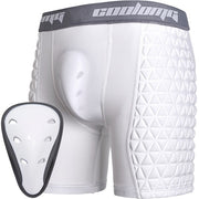 Men Padded Baseball Sliding Black White Shorts with Athletic Cup MD003