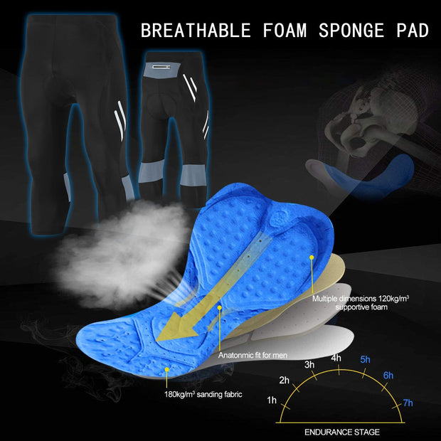 4D Padded Cycling Capris with Pocket for Men