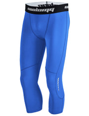 Blue 3/4 Leggings With Side Pockets