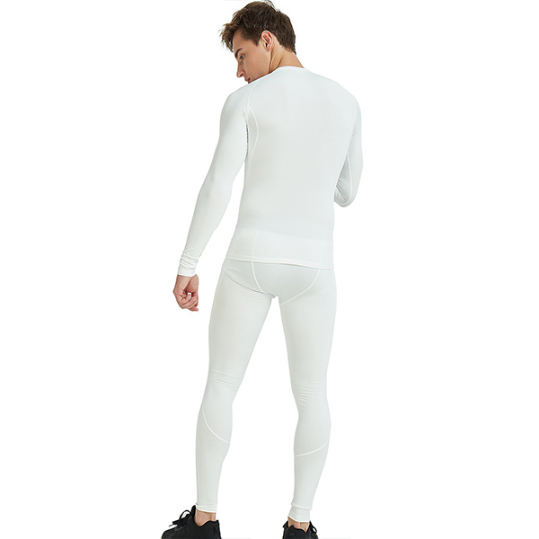 Men s Thermal Compression Base Layer Pants with Pocket White