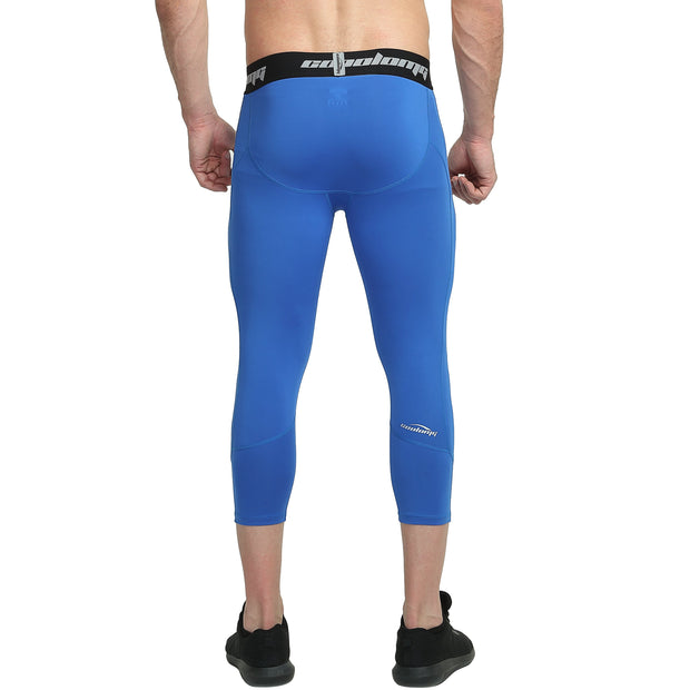 Blue 3/4 Leggings With Side Pockets