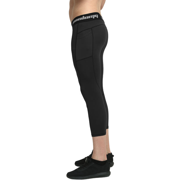 Capri Leggings With Side Pocket | Black SP513