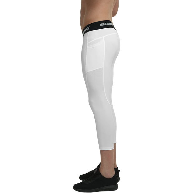 White 3/4 Leggings With Side Pockets