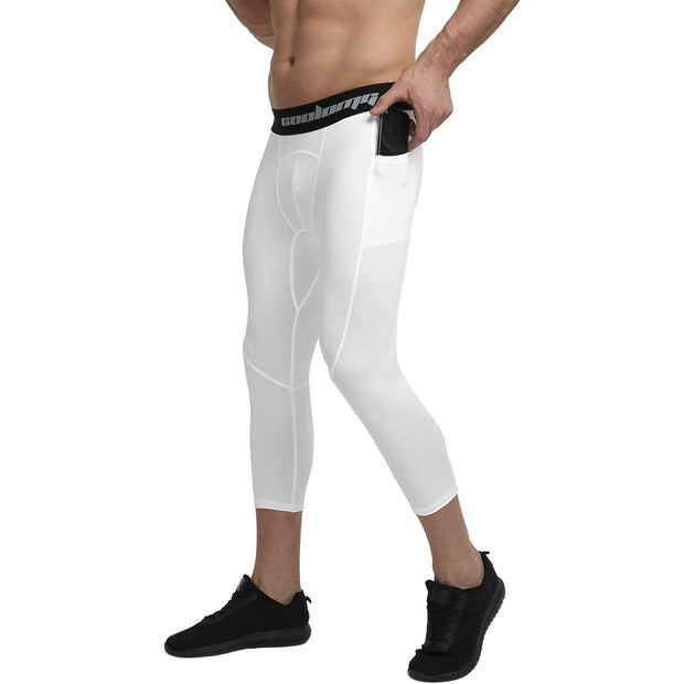 White 3/4 Leggings With Side Pockets
