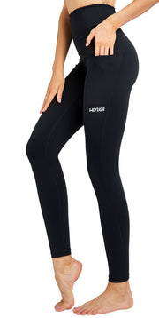 WDFUGA Women Yoga leggings high waisted with side Pocket black