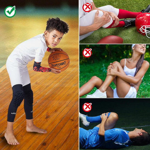 COOLOMG Basketball Knee Pads Compression Leg Sleeves Honeycomb Knee Pads