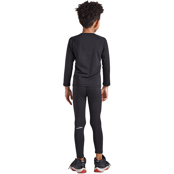 Boys & Girls Black Thermal Compression Tops & Bottom Set CH001