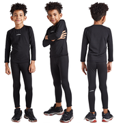 Boys & Girls Black Thermal Compression Tops & Bottom Set CH001