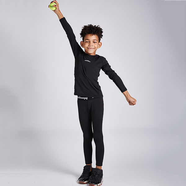 Boys Girls Black Thermal Compression Pants CH002BK