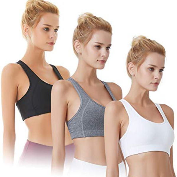 White Women's Sports Bras With Removable Padded