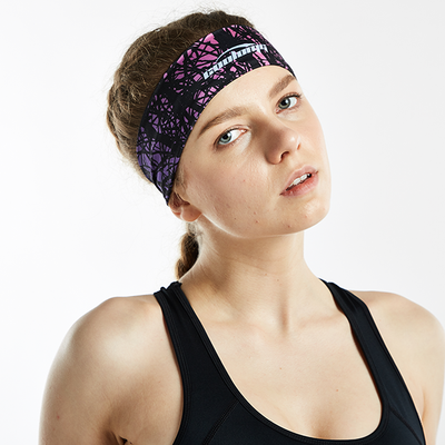 Dry Wide Headband for Sports- Purple Branches Print