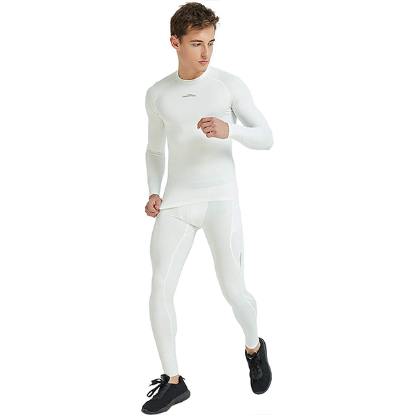 New Mens Compression Thermal Pants Base Layer Tights White