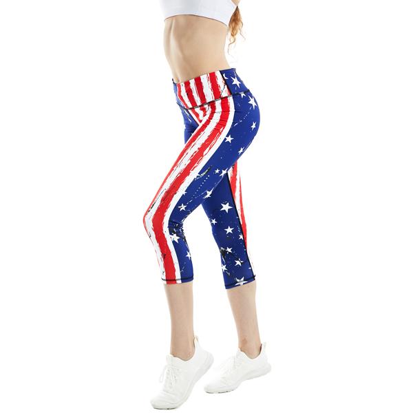 Women Compression American Flag Yoga Capris